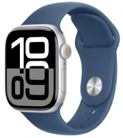 Смарт-часы Apple Watch Series 10 GPS 46 мм S/M корпус из алюминия Silver ремешок Blue