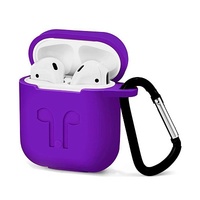Чехол силиконовый с карабином Apple AirPods, фиолетовый