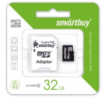  Карта памяти Smartbuy MicroSDHC 32GB Class 10 + SD-adapter (SDC10/32GB)