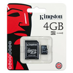 Карта памяти Kingston MicroSDHC 4GB Class 4 + SD адаптер