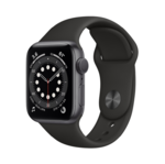 Apple Watch Series 6, 40MM, Корпус из алюминия цвета «серый космос», Спортивный ремешок черного цвета