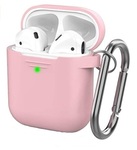 Чехол силиконовый с карабином Apple AirPods 2, розовый