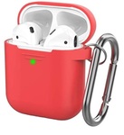 Чехол силиконовый с карабином Apple AirPods 2, красный