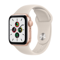 Apple Watch SE, 40MM, Корпус из алюминия золотого цвета, Спортивный ремешок цвета Starlight