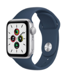 Apple Watch SE, 44MM, Корпус из алюминия серебристого цвета, ремешок синего цвета