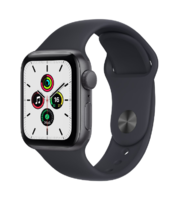 Apple Watch SE, 40MM, Корпус из алюминия цвета «серый космос», Спортивный ремешок цвета Midnight