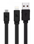 Кабель USB Hoco X5 2в1 Apple+Micro черный 1м
